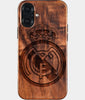 Eco-friendly Real Madrid Cf iPhone 16 Plus Case - Carved Wood Custom Real Madrid Cf Gift For Him - Monogrammed Personalized iPhone 16 Plus Cover By Engraved In Nature