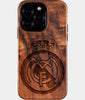Eco-friendly Real Madrid Cf iPhone 16 Pro Case - Carved Wood Custom Real Madrid Cf Gift For Him - Monogrammed Personalized iPhone 16 Pro Cover By Engraved In Nature