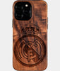 Eco-friendly Real Madrid Cf iPhone 16 Pro Max Case - Carved Wood Custom Real Madrid Cf Gift For Him - Monogrammed Personalized iPhone 16 Pro Max Cover By Engraved In Nature