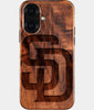 Eco-friendly San Diego Padres iPhone 16 Case - Carved Wood Custom San Diego Padres Gift For Him - Monogrammed Personalized iPhone 16 Cover By Engraved In Nature