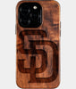 Eco-friendly San Diego Padres iPhone 16 Pro Case - Carved Wood Custom San Diego Padres Gift For Him - Monogrammed Personalized iPhone 16 Pro Cover By Engraved In Nature
