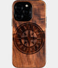 Eco-friendly Seattle Mariners iPhone 16 Pro Case - Carved Wood Custom Seattle Mariners Gift For Him - Monogrammed Personalized iPhone 16 Pro Cover By Engraved In Nature