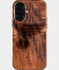Eco-friendly St Louis Blues iPhone 16 Case - Carved Wood Custom St Louis Blues Gift For Him - Monogrammed Personalized iPhone 16 Cover By Engraved In Nature
