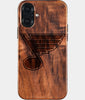 Eco-friendly St Louis Blues iPhone 16 Plus Case - Carved Wood Custom St Louis Blues Gift For Him - Monogrammed Personalized iPhone 16 Plus Cover By Engraved In Nature