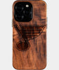 Eco-friendly St Louis Blues iPhone 16 Pro Case - Carved Wood Custom St Louis Blues Gift For Him - Monogrammed Personalized iPhone 16 Pro Cover By Engraved In Nature