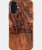 Eco-friendly St Louis Cardinals iPhone 16 Plus Case - Carved Wood Custom St Louis Cardinals Gift For Him - Monogrammed Personalized iPhone 16 Plus Cover By Engraved In Nature