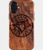 Eco-friendly Toronto Blue Jays iPhone 16 Plus Case - Carved Wood Custom Toronto Blue Jays Gift For Him - Monogrammed Personalized iPhone 16 Plus Cover By Engraved In Nature
