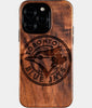 Eco-friendly Toronto Blue Jays iPhone 16 Pro Case - Carved Wood Custom Toronto Blue Jays Gift For Him - Monogrammed Personalized iPhone 16 Pro Cover By Engraved In Nature