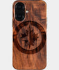 Eco-friendly Winnipeg Jets iPhone 16 Case - Carved Wood Custom Winnipeg Jets Gift For Him - Monogrammed Personalized iPhone 16 Cover By Engraved In Nature
