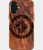 Eco-friendly Winnipeg Jets iPhone 16 Plus Case - Carved Wood Custom Winnipeg Jets Gift For Him - Monogrammed Personalized iPhone 16 Plus Cover By Engraved In Nature