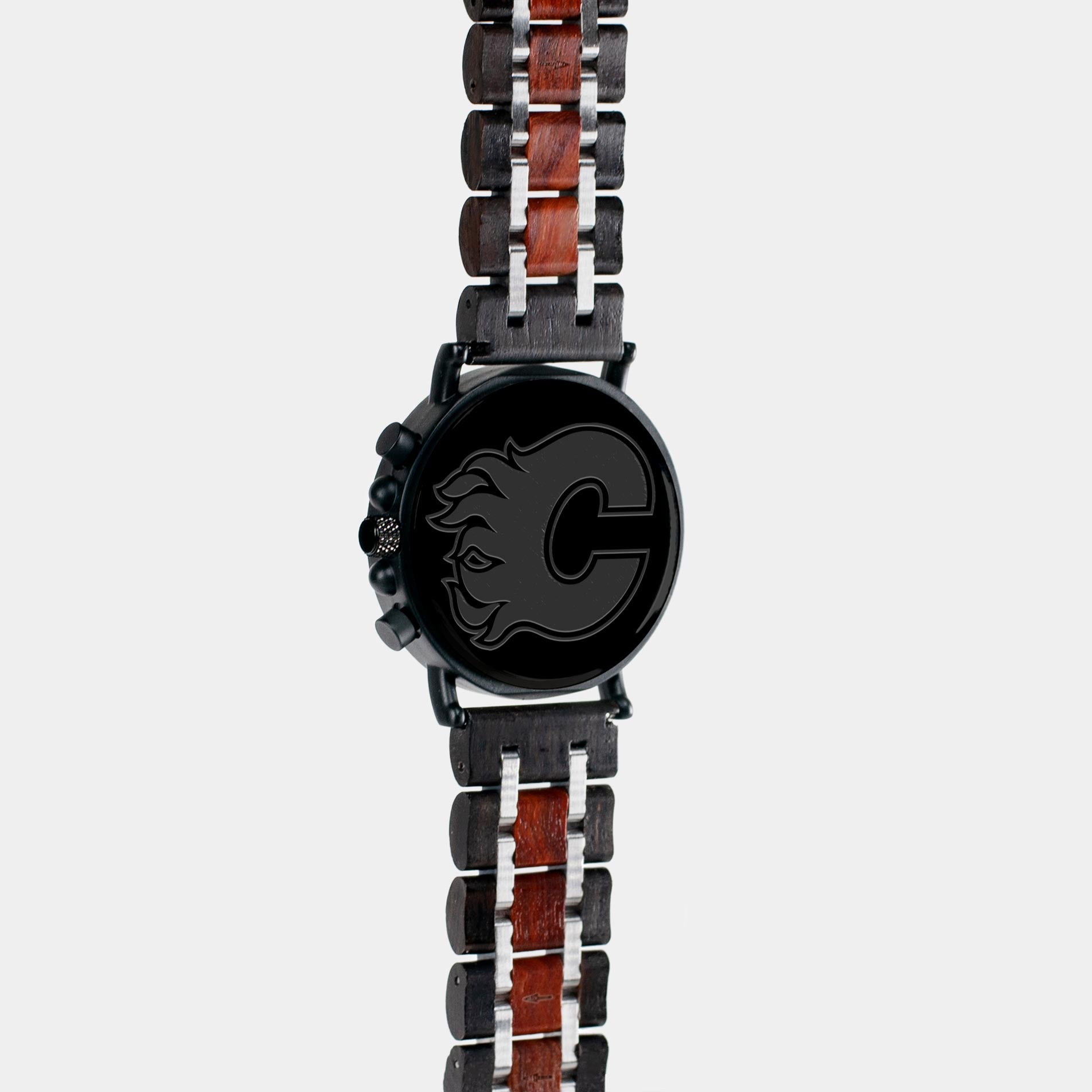 Best Calgary Flames Mahogany And Walnut Wood Chronograph Watch - Engraved In Nature