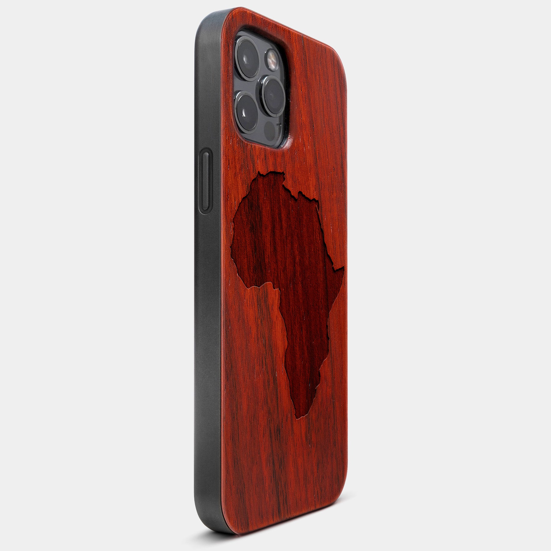 Custom Africa Continent Shape Mahogany Wood iPhone Cases Black King Black Love Black Girl Magic Melanin Gifts For Him Black Owned Shops Black History Gifts iPhone Covers