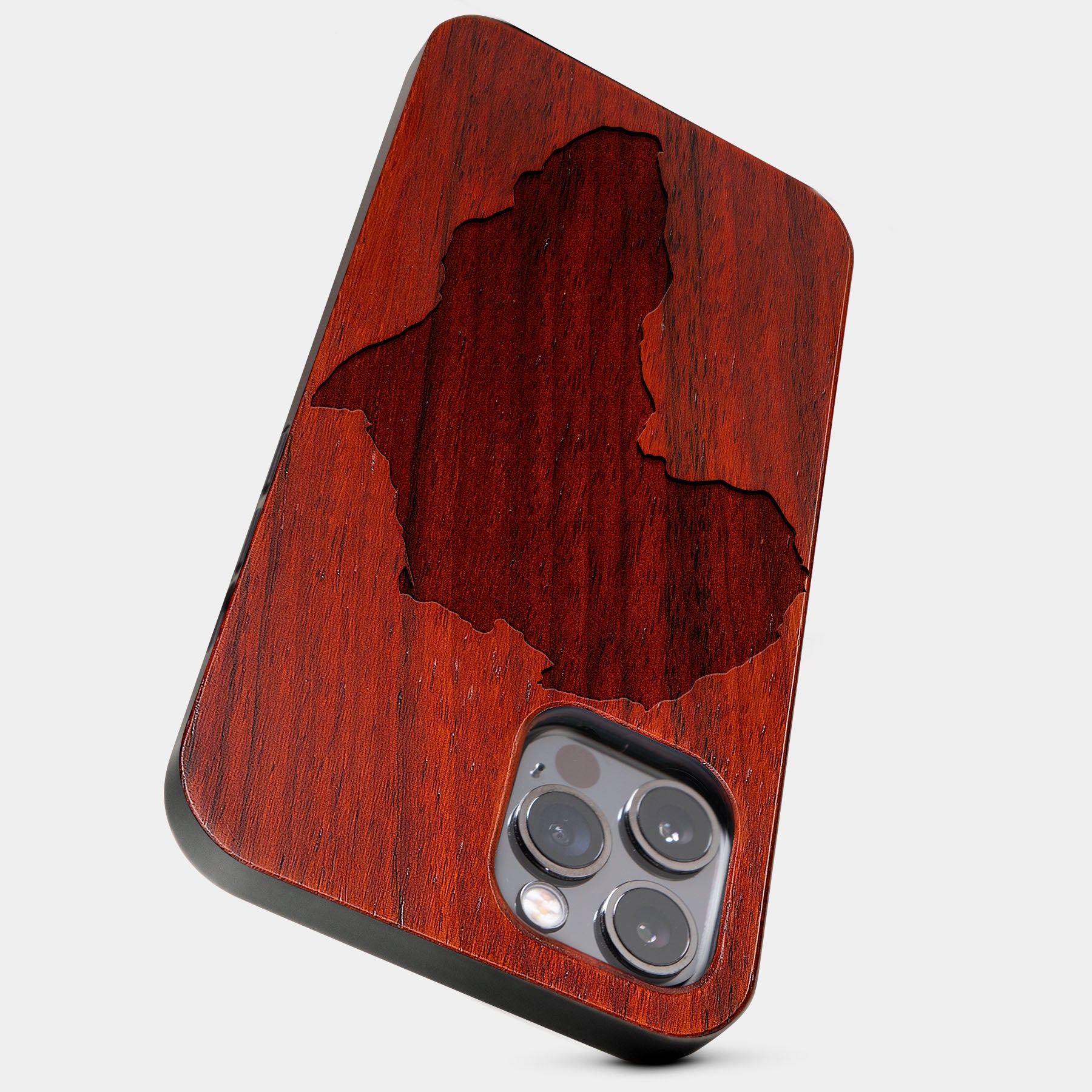 Custom Africa Continent Shape Mahogany Wood iPhone Cases Anniversary Gift For Personalized Black Men Boyfriend Husband Custom African American Black Women Owned Business