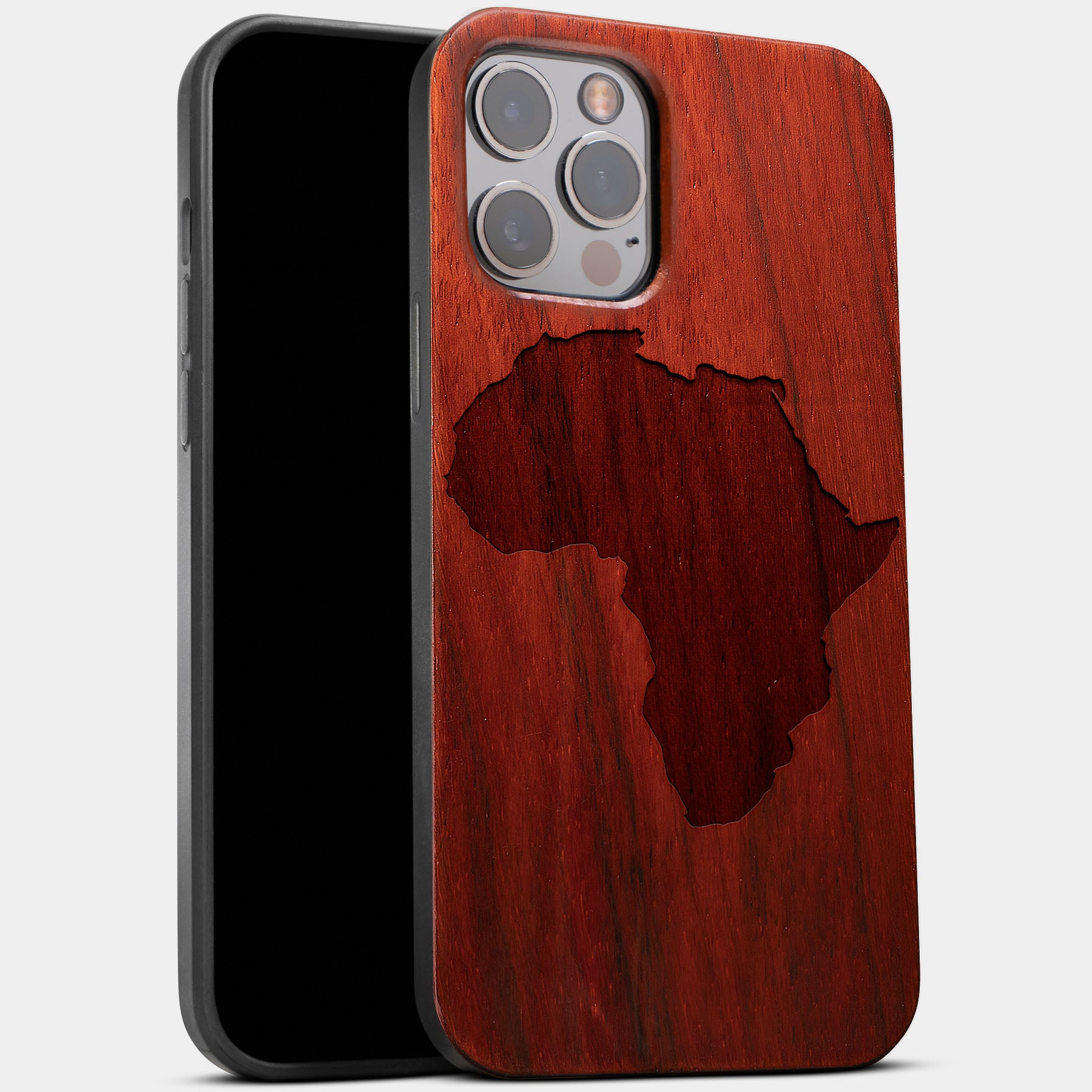 Custom Africa Continent Shape Mahogany Wood iPhone Cases Gifts For Personalized Black Men And Women Black Owned Christmas Gifts For Personalized Black Men Birthday Gift For Personalized Black