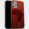 Custom Africa Continent Shape Mahogany Wood iPhone Cases Gifts For Personalized Black Men And Women Black Owned Christmas Gifts For Personalized Black Men Birthday Gift For Personalized Black