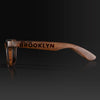 Brooklyn New York Wood Sunglasses with custom engraving. Custom Brooklyn New York Gifts For Men - Sustainable Brooklyn New York eco friendly products - Personalized Brooklyn New York Birthday Gifts - Unique Brooklyn New York travel Souvenirs and gift shops. Brooklyn New York Wayfarer Eyewear and Shades Side