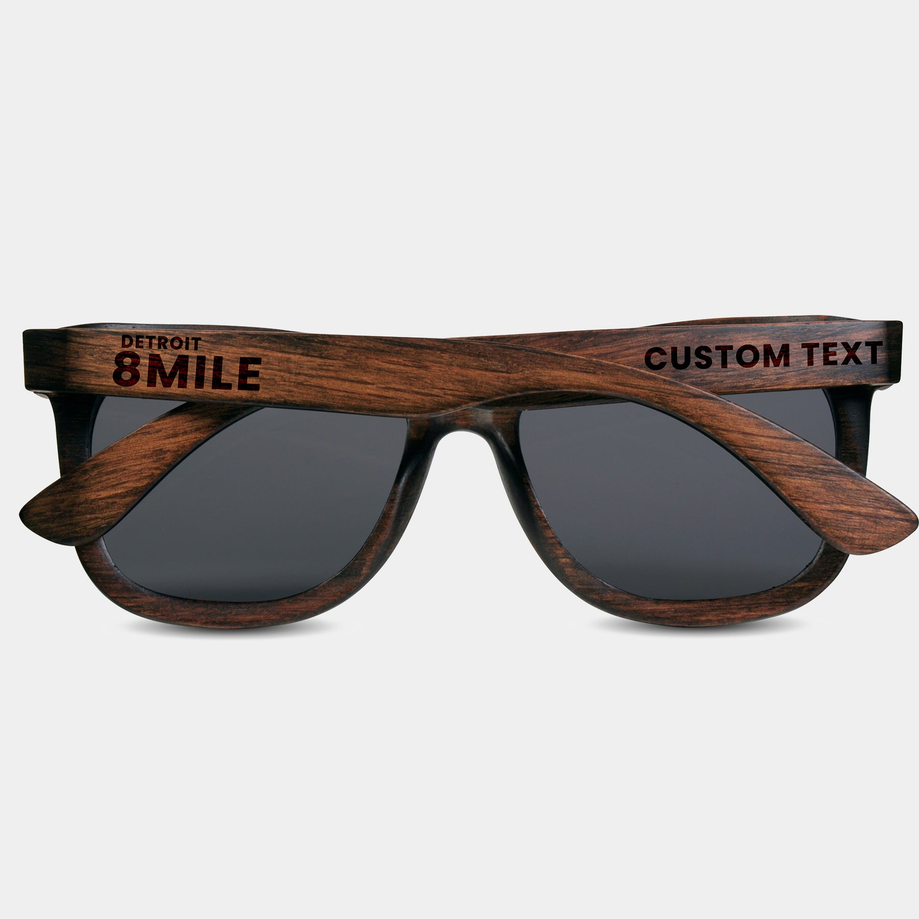 Detroit 8 Mile Wood Sunglasses with custom engraving. Custom Detroit 8 Mile Gifts For Men -  Sustainable Detroit 8 Mile eco friendly products - Personalized Detroit 8 Mile Birthday Gifts - Unique Detroit 8 Mile travel Souvenirs and gift shops. Detroit 8 Mile Wayfarer Eyewear and Shades