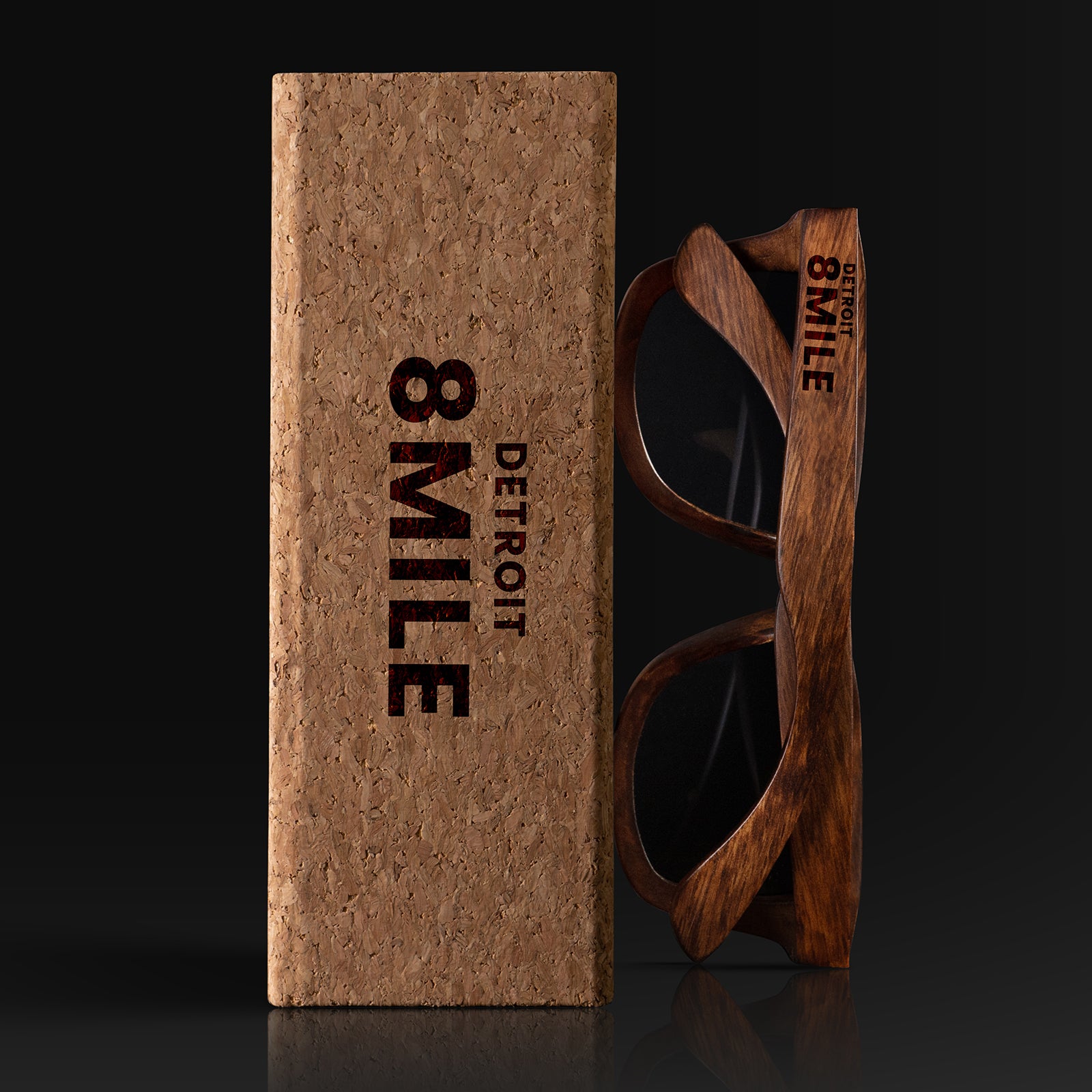 Detroit 8 Mile Wood Sunglasses with custom engraving. Custom Detroit 8 Mile Gifts For Men -  Sustainable Detroit 8 Mile eco friendly products - Personalized Detroit 8 Mile Birthday Gifts - Unique Detroit 8 Mile travel Souvenirs and gift shops. Detroit 8 Mile Wayfarer Eyewear and Shades wiith Box