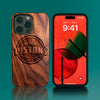 Custom Detroit Pistons iPhone 14/14 Pro/14 Pro Max/14 Plus Case - Carved Wood Pistons Cover
