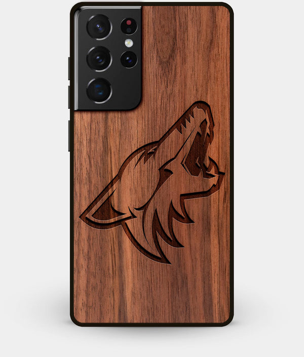 Best Walnut Wood Arizona Coyotes Galaxy S21 Ultra Case - Custom Engraved Cover - Engraved In Nature
