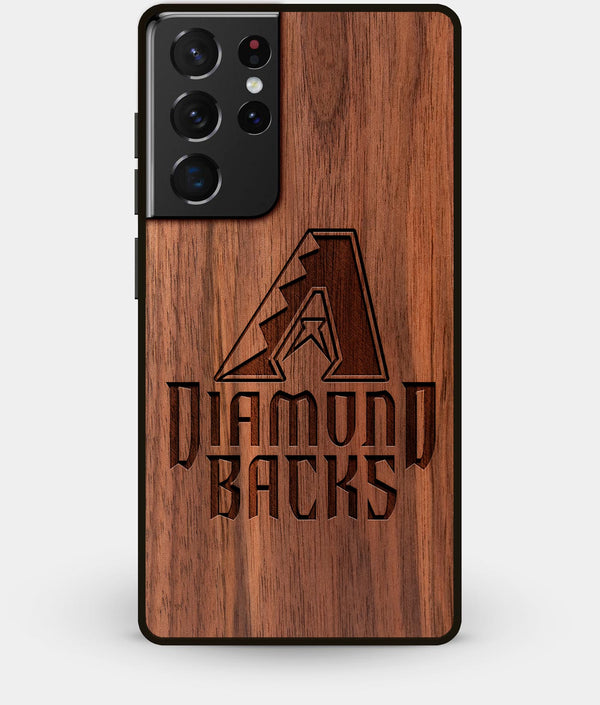 Best Walnut Wood Arizona Diamondbacks Galaxy S21 Ultra Case - Custom Engraved Cover - Engraved In Nature