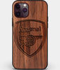 Custom Carved Wood Arsenal F.C. iPhone 11 Pro Max Case | Personalized Walnut Wood Arsenal F.C. Cover, Birthday Gift, Gifts For Him, Monogrammed Gift For Fan | by Engraved In Nature