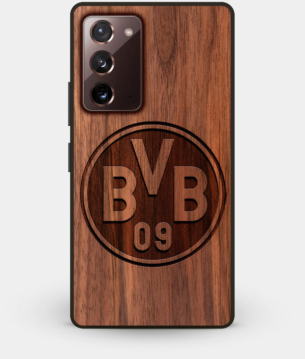 Best Custom Engraved Walnut Wood Borussia Dortmund Note 20 Case - Engraved In Nature
