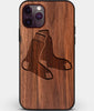 Custom Carved Wood Boston Red Sox iPhone 11 Pro Max Case | Personalized Walnut Wood Boston Red Sox Cover, Birthday Gift, Gifts For Him, Monogrammed Gift For Fan | by Engraved In Nature