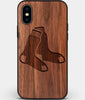 Custom Carved Wood Boston Red Sox iPhone XS Max Case | Personalized Walnut Wood Boston Red Sox Cover, Birthday Gift, Gifts For Him, Monogrammed Gift For Fan | by Engraved In Nature