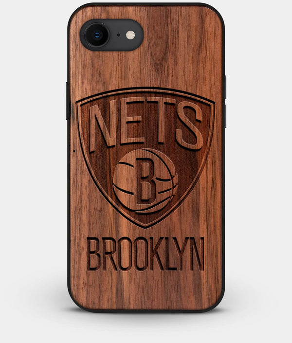 Best Custom Engraved Walnut Wood Brooklyn Nets iPhone 8 Case - Engraved In Nature