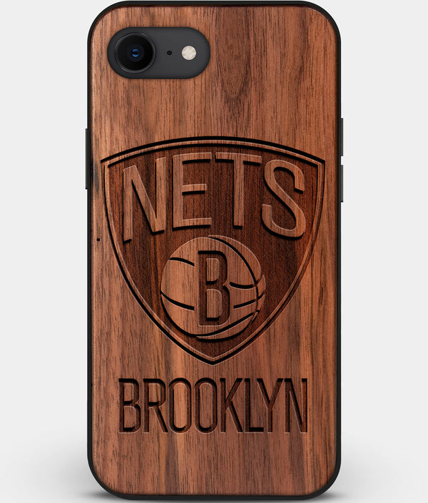 Best Custom Engraved Walnut Wood Brooklyn Nets iPhone SE Case - Engraved In Nature