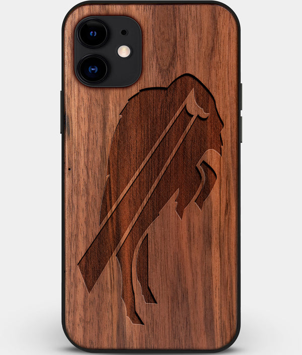 Custom Carved Wood Buffalo Bills iPhone 11 Case | Personalized Walnut Wood Buffalo Bills Cover, Birthday Gift, Gifts For Him, Monogrammed Gift For Fan | by Engraved In Nature