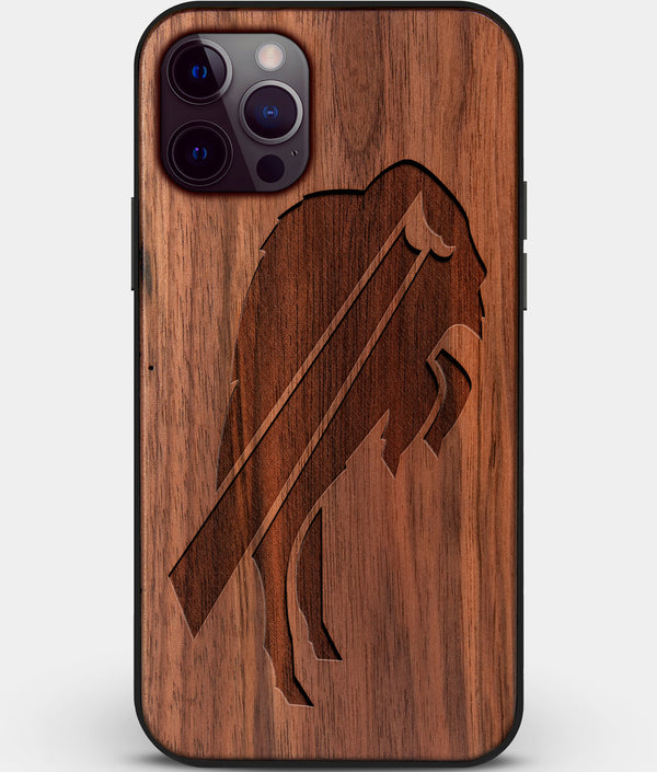 Custom Carved Wood Buffalo Bills iPhone 12 Pro Max Case | Personalized Walnut Wood Buffalo Bills Cover, Birthday Gift, Gifts For Him, Monogrammed Gift For Fan | by Engraved In Nature