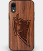 Custom Carved Wood Carolina Panthers iPhone XR Case | Personalized Walnut Wood Carolina Panthers Cover, Birthday Gift, Gifts For Him, Monogrammed Gift For Fan | by Engraved In Nature