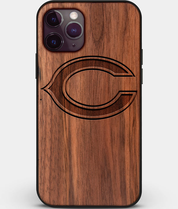 Custom Carved Wood Chicago Bears iPhone 11 Pro Case | Personalized Walnut Wood Chicago Bears Cover, Birthday Gift, Gifts For Him, Monogrammed Gift For Fan | by Engraved In Nature