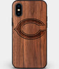 Custom Carved Wood Chicago Bears iPhone XS Max Case | Personalized Walnut Wood Chicago Bears Cover, Birthday Gift, Gifts For Him, Monogrammed Gift For Fan | by Engraved In Nature