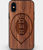 Custom Carved Wood Cincinnati Reds iPhone XS Max Case | Personalized Walnut Wood Cincinnati Reds Cover, Birthday Gift, Gifts For Him, Monogrammed Gift For Fan | by Engraved In Nature