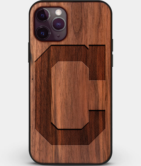 Custom Carved Wood Cleveland Guardians iPhone 11 Pro Max Case | Personalized Walnut Wood Cleveland Guardians Cover, Birthday Gift, Gifts For Him, Monogrammed Gift For Fan | by Engraved In Nature
