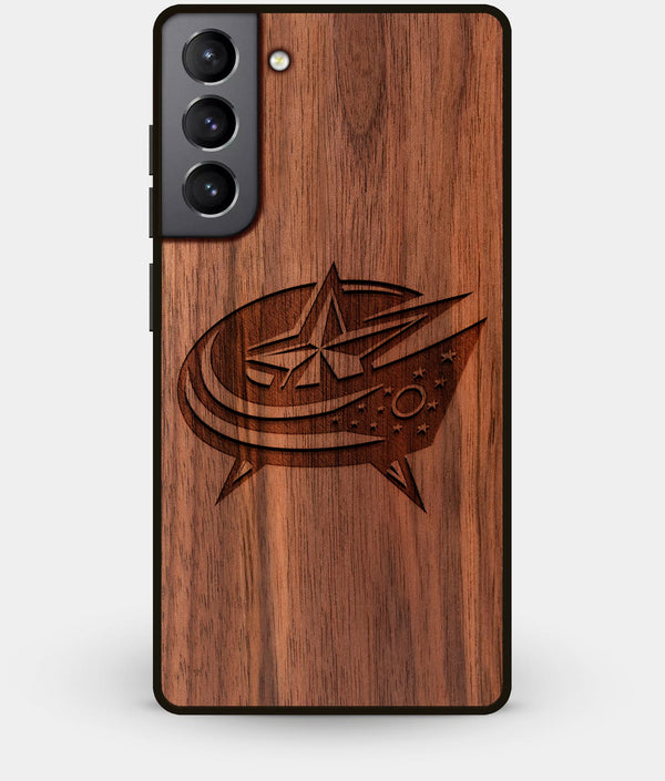 Best Walnut Wood Columbus Blue Jackets Galaxy S21 Case - Custom Engraved Cover - Engraved In Nature