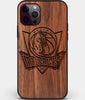 Custom Carved Wood Dallas Mavericks iPhone 12 Pro Max Case | Personalized Walnut Wood Dallas Mavericks Cover, Birthday Gift, Gifts For Him, Monogrammed Gift For Fan | by Engraved In Nature