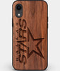 Custom Carved Wood Dallas Stars iPhone XR Case | Personalized Walnut Wood Dallas Stars Cover, Birthday Gift, Gifts For Him, Monogrammed Gift For Fan | by Engraved In Nature