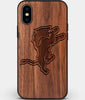 Custom Carved Wood Detroit Lions iPhone XS Max Case | Personalized Walnut Wood Detroit Lions Cover, Birthday Gift, Gifts For Him, Monogrammed Gift For Fan | by Engraved In Nature