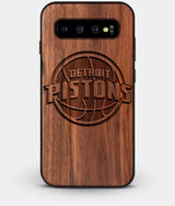 Best Custom Engraved Walnut Wood Detroit Pistons Galaxy S10 Plus Case - Engraved In Nature