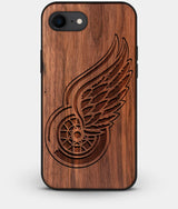 Best Custom Engraved Walnut Wood Detroit Red Wings iPhone 8 Case - Engraved In Nature