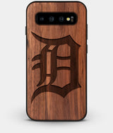 Best Custom Engraved Walnut Wood Detroit Tigers Galaxy S10 Plus Case - Engraved In Nature
