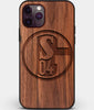 Custom Carved Wood FC Schalke 04 iPhone 11 Pro Max Case | Personalized Walnut Wood FC Schalke 04 Cover, Birthday Gift, Gifts For Him, Monogrammed Gift For Fan | by Engraved In Nature