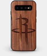 Best Custom Engraved Walnut Wood Houston Rockets Galaxy S10 Plus Case - Engraved In Nature