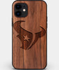 Custom Carved Wood Houston Texans iPhone 11 Case | Personalized Walnut Wood Houston Texans Cover, Birthday Gift, Gifts For Him, Monogrammed Gift For Fan | by Engraved In Nature