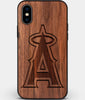 Custom Carved Wood Los Angeles Angels iPhone X/XS Case | Personalized Walnut Wood Los Angeles Angels Cover, Birthday Gift, Gifts For Him, Monogrammed Gift For Fan | by Engraved In Nature