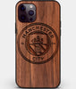Custom Carved Wood Manchester City F.C. iPhone 12 Pro Case | Personalized Walnut Wood Manchester City F.C. Cover, Birthday Gift, Gifts For Him, Monogrammed Gift For Fan | by Engraved In Nature
